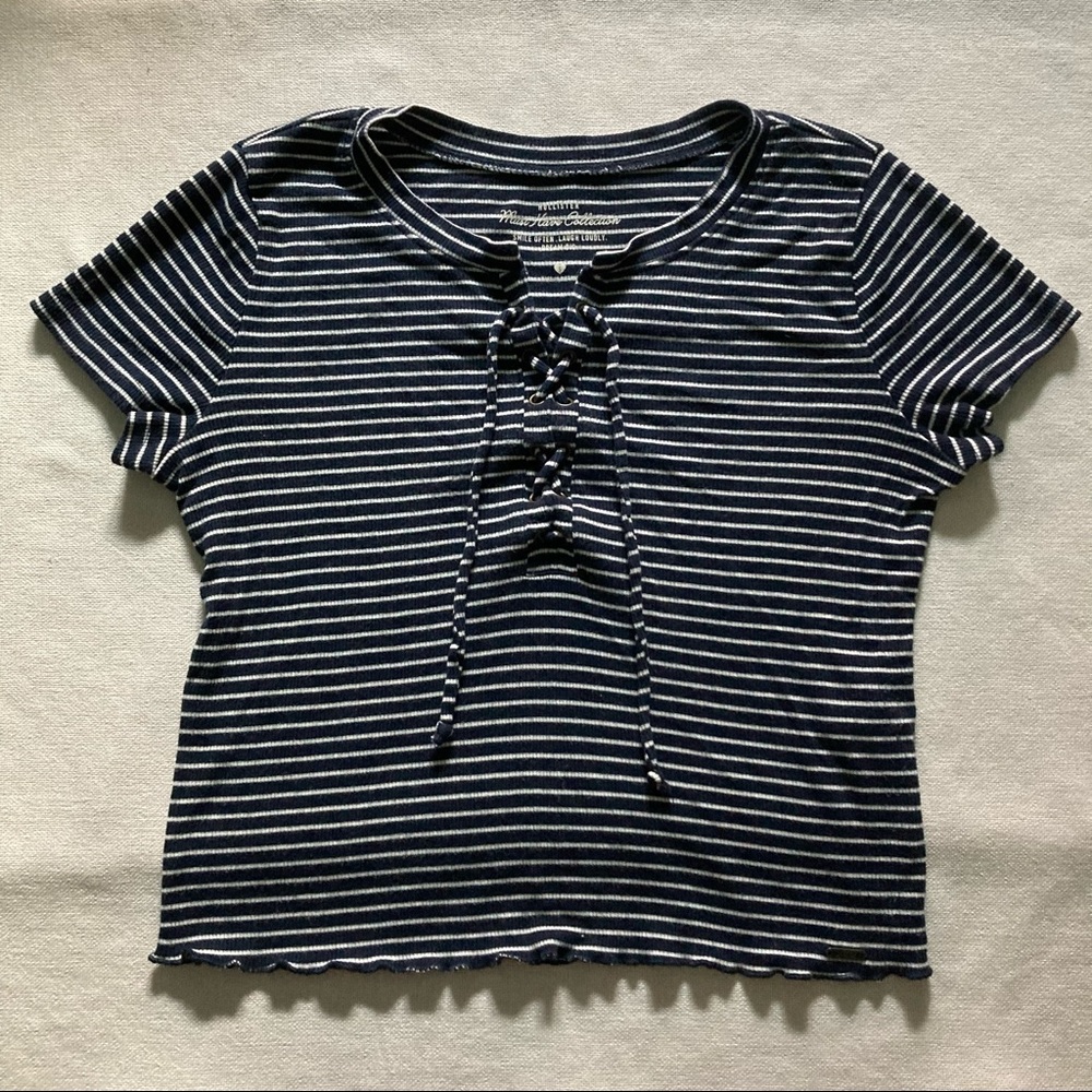 Hollister Blue/White Striped Crop Top